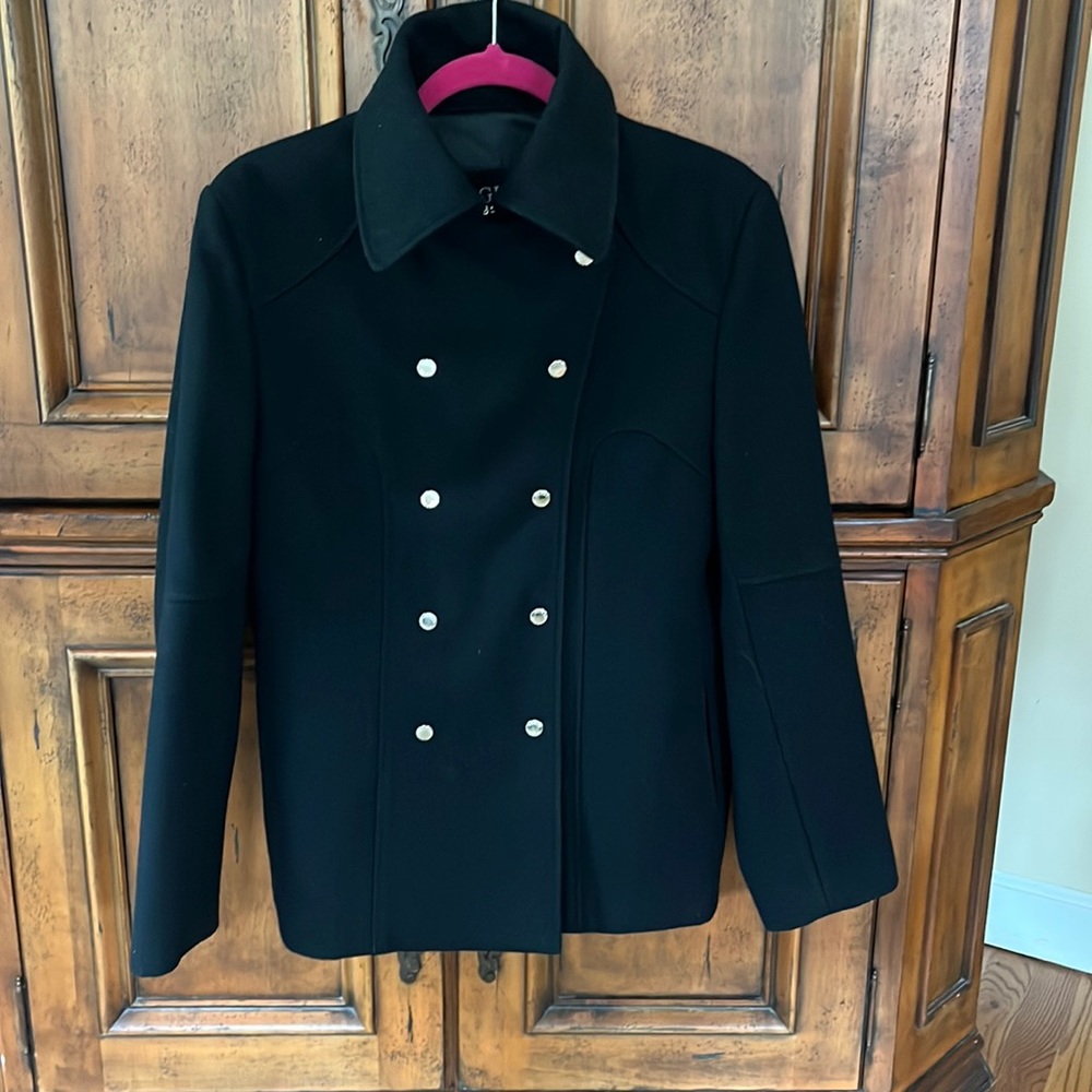 Size Large Black Double breasted Pea Coat.